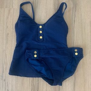 Bleu Rod Beattie Navy Scoop Tankini and Hipster Bottoms - Size 6